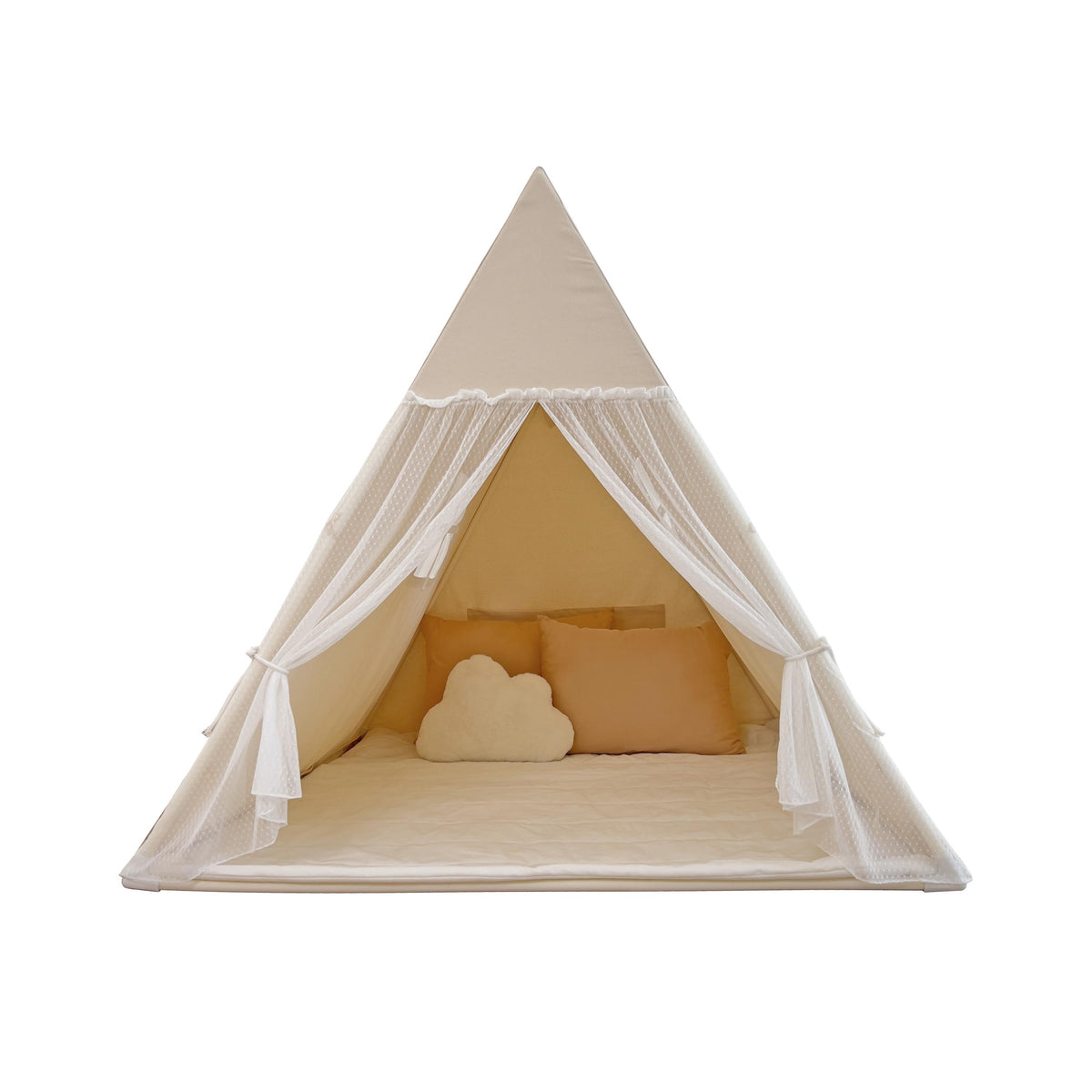 Camping Tent-Natural with Tulle Curtains
