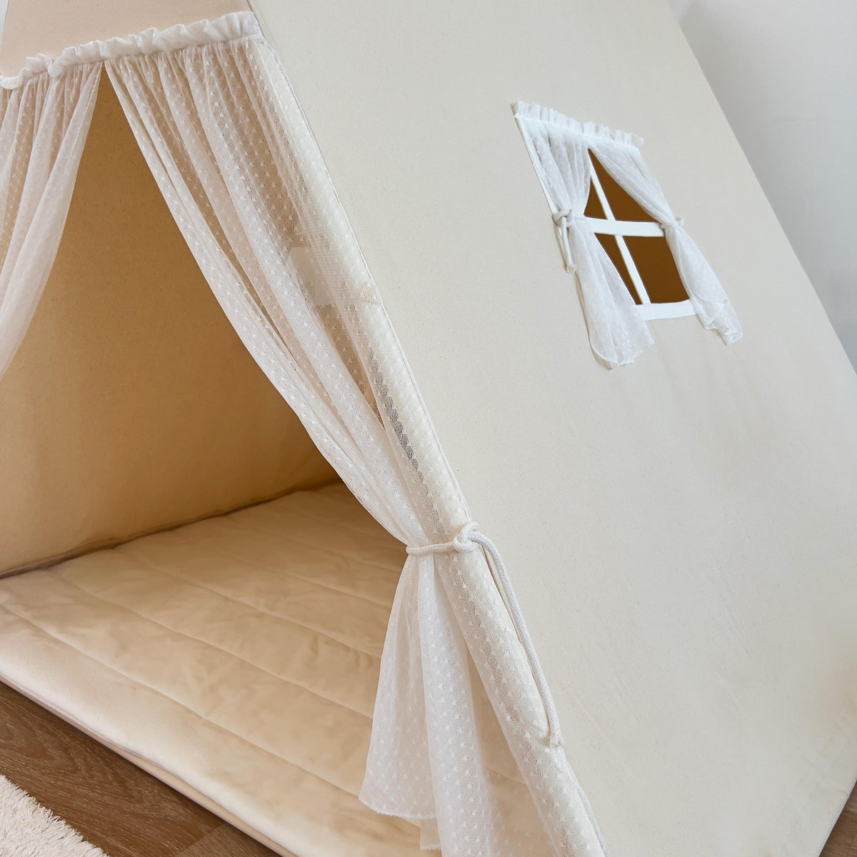 Camping Tent-Natural with Tulle Curtains