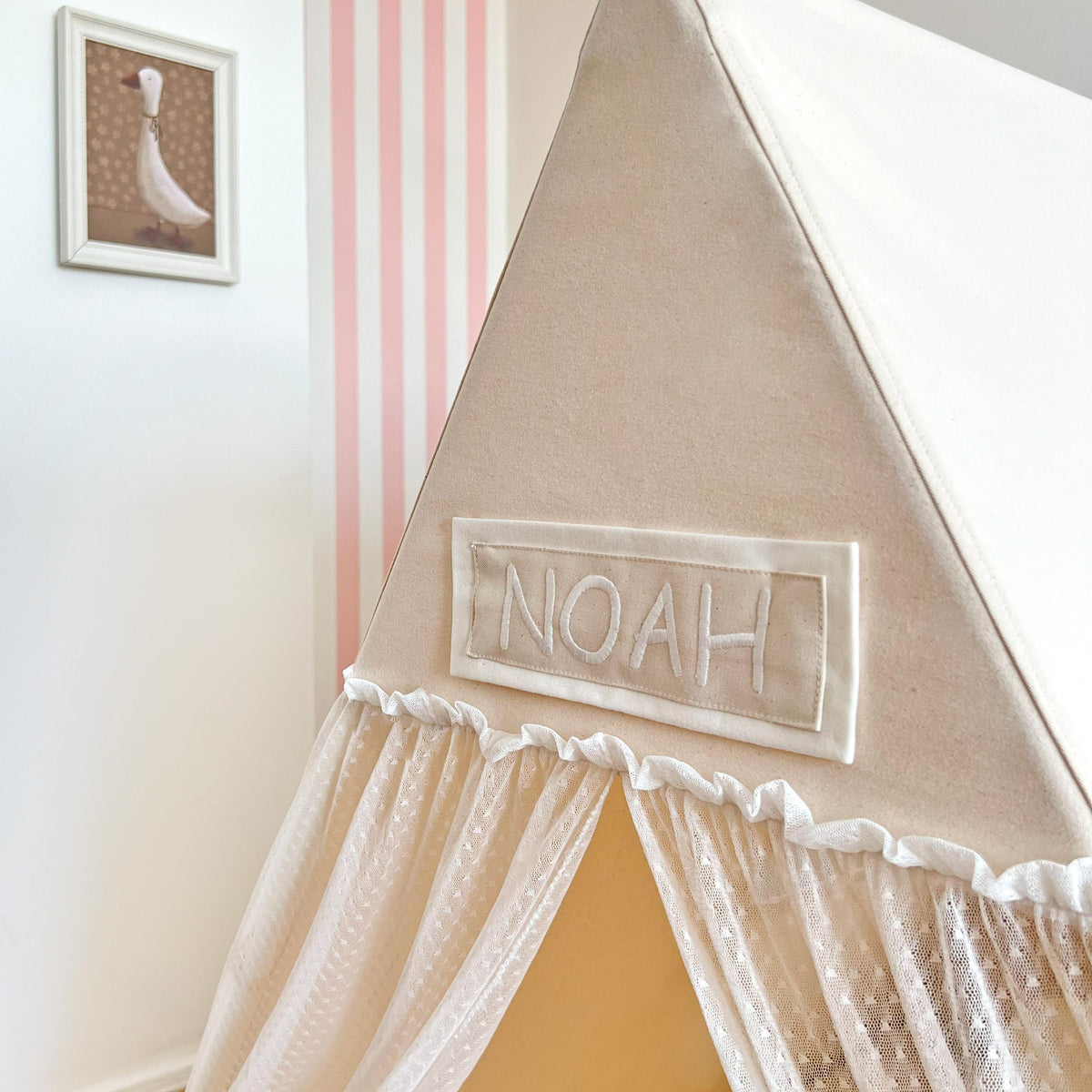 Camping Tent-Natural with Tulle Curtains