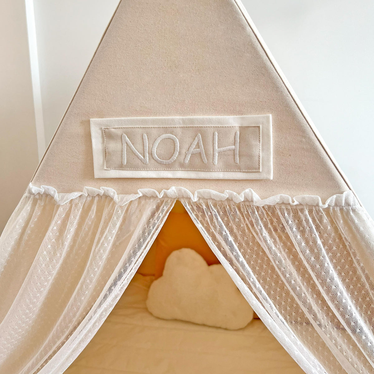 Camping Tent-Natural with Tulle Curtains