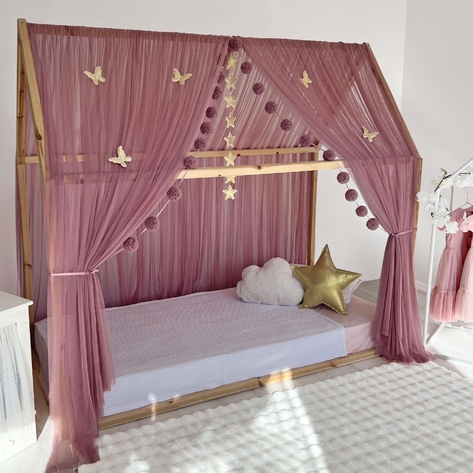 MONTESSORI BED CANOPY-DUSTY ROSE