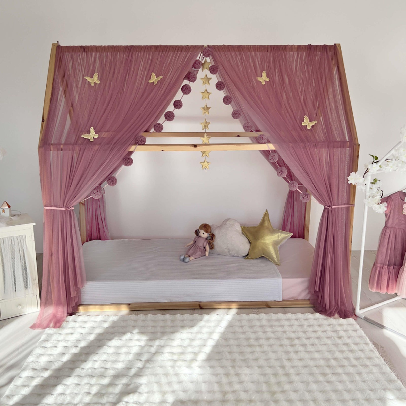 MONTESSORI BED CANOPY-DUSTY ROSE