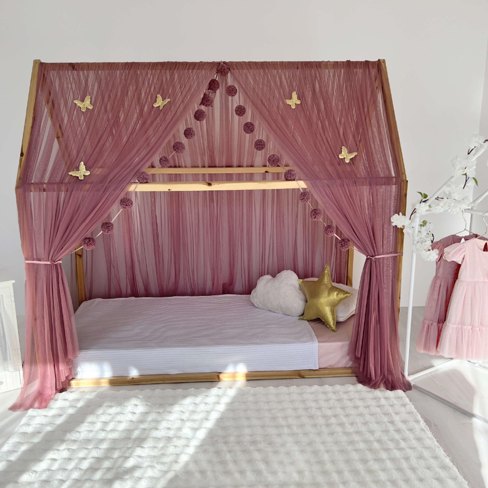 MONTESSORI BED CANOPY-DUSTY ROSE