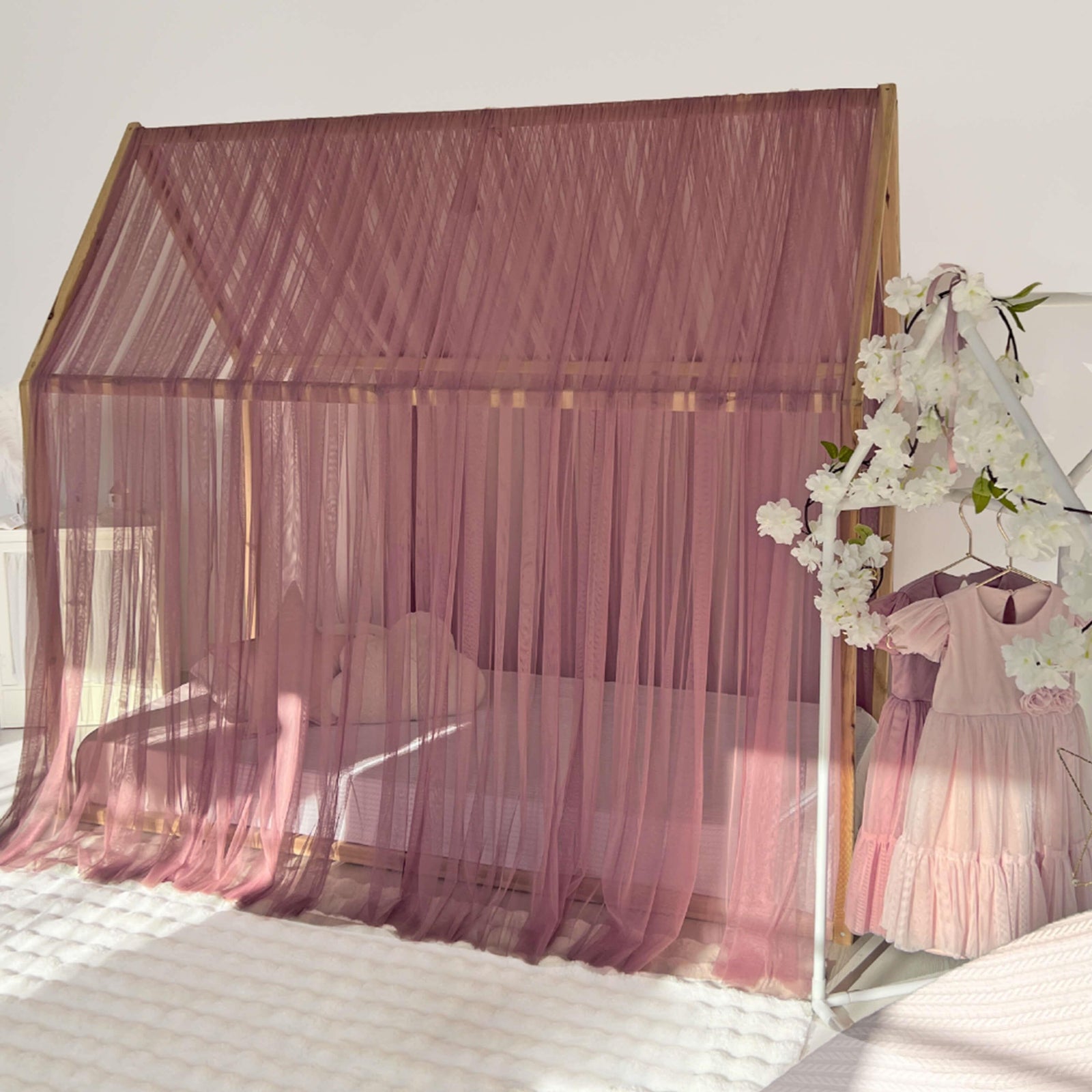 MONTESSORI BED CANOPY-DUSTY ROSE