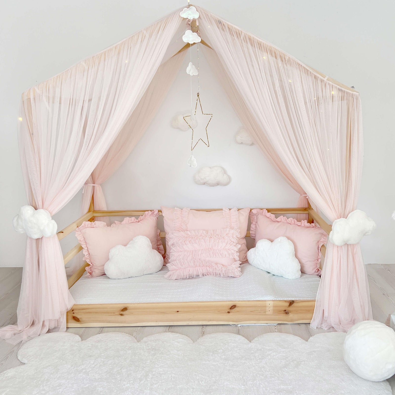 MONTESSORI BED CANOPY DELUXE-BABY PINK