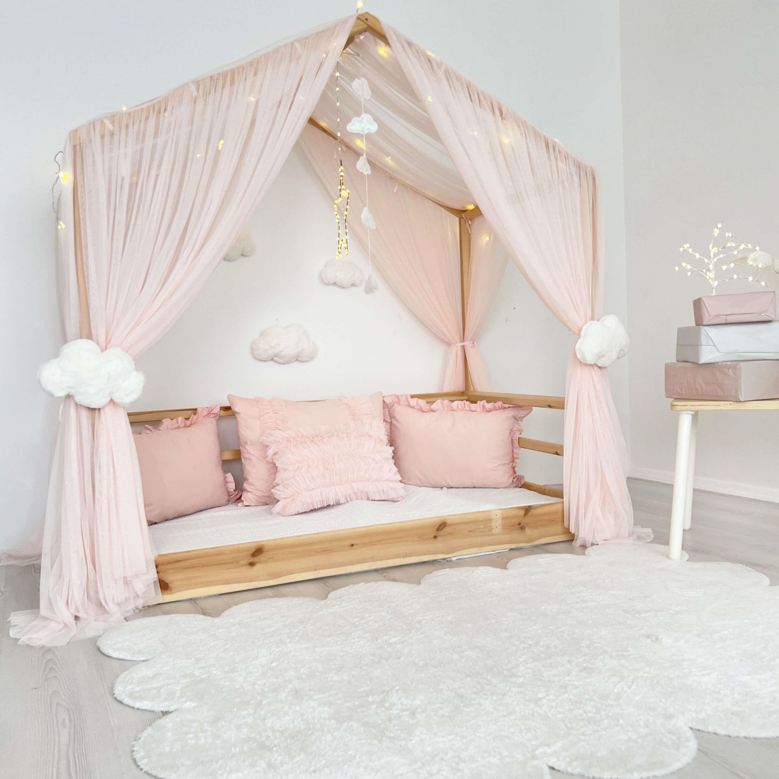 MONTESSORI BED CANOPY DELUXE-BABY PINK