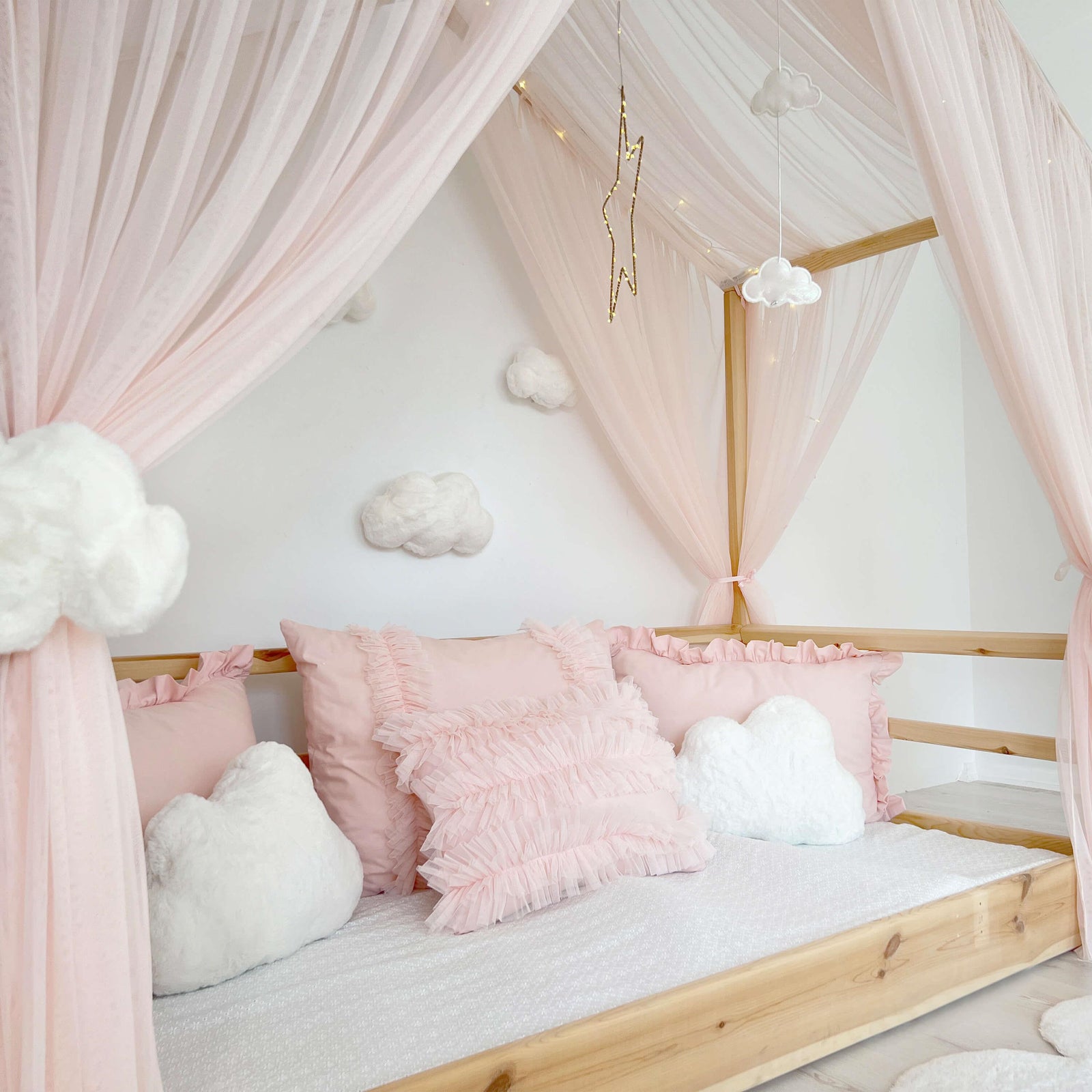MONTESSORI BED CANOPY DELUXE-BABY PINK