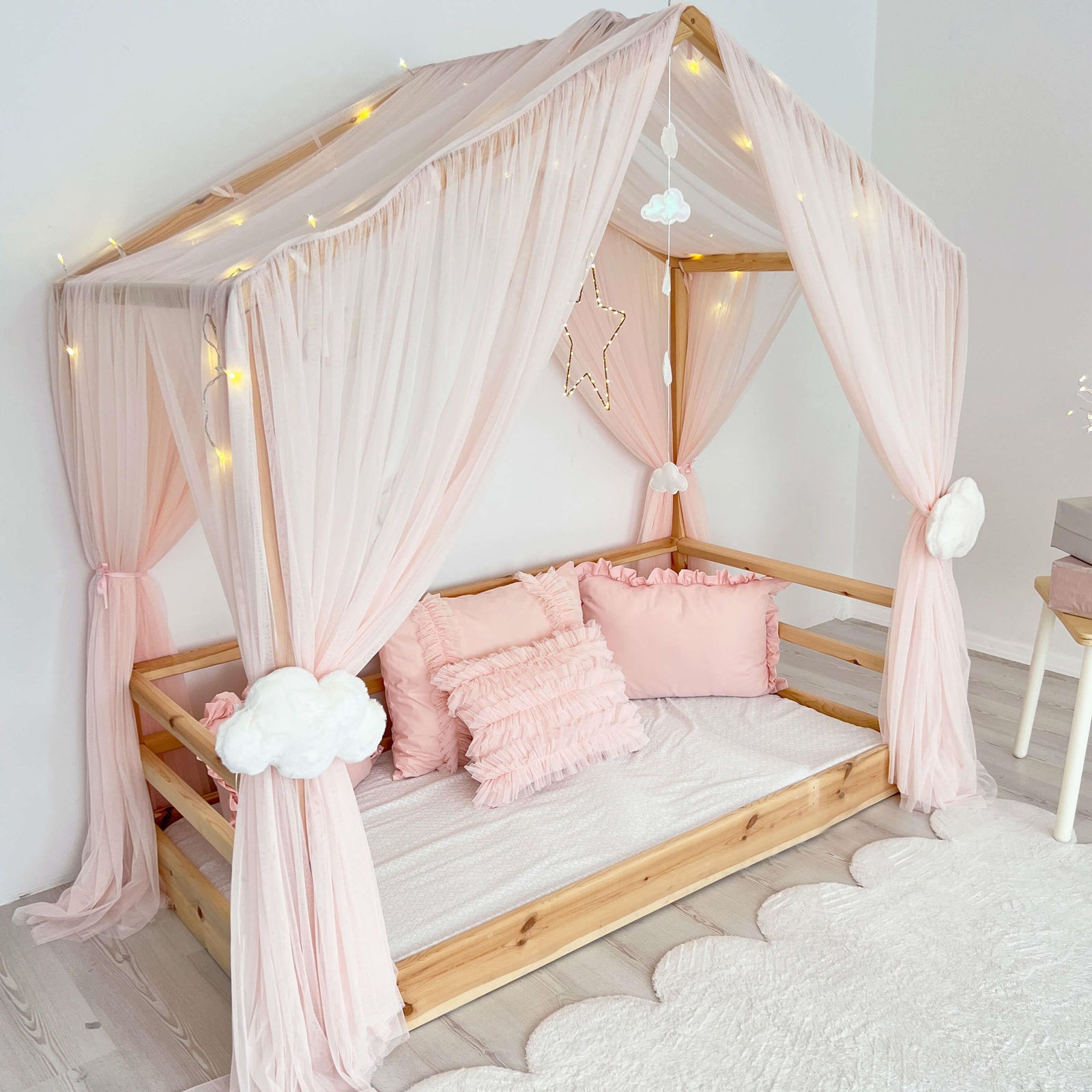 MONTESSORI BED CANOPY DELUXE-BABY PINK
