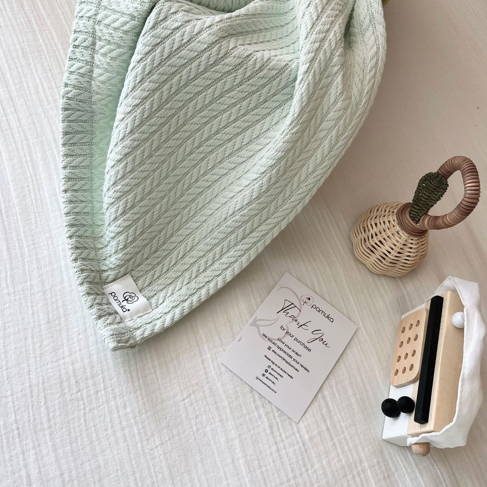 Cable Pattern Pique Set-Baby Green