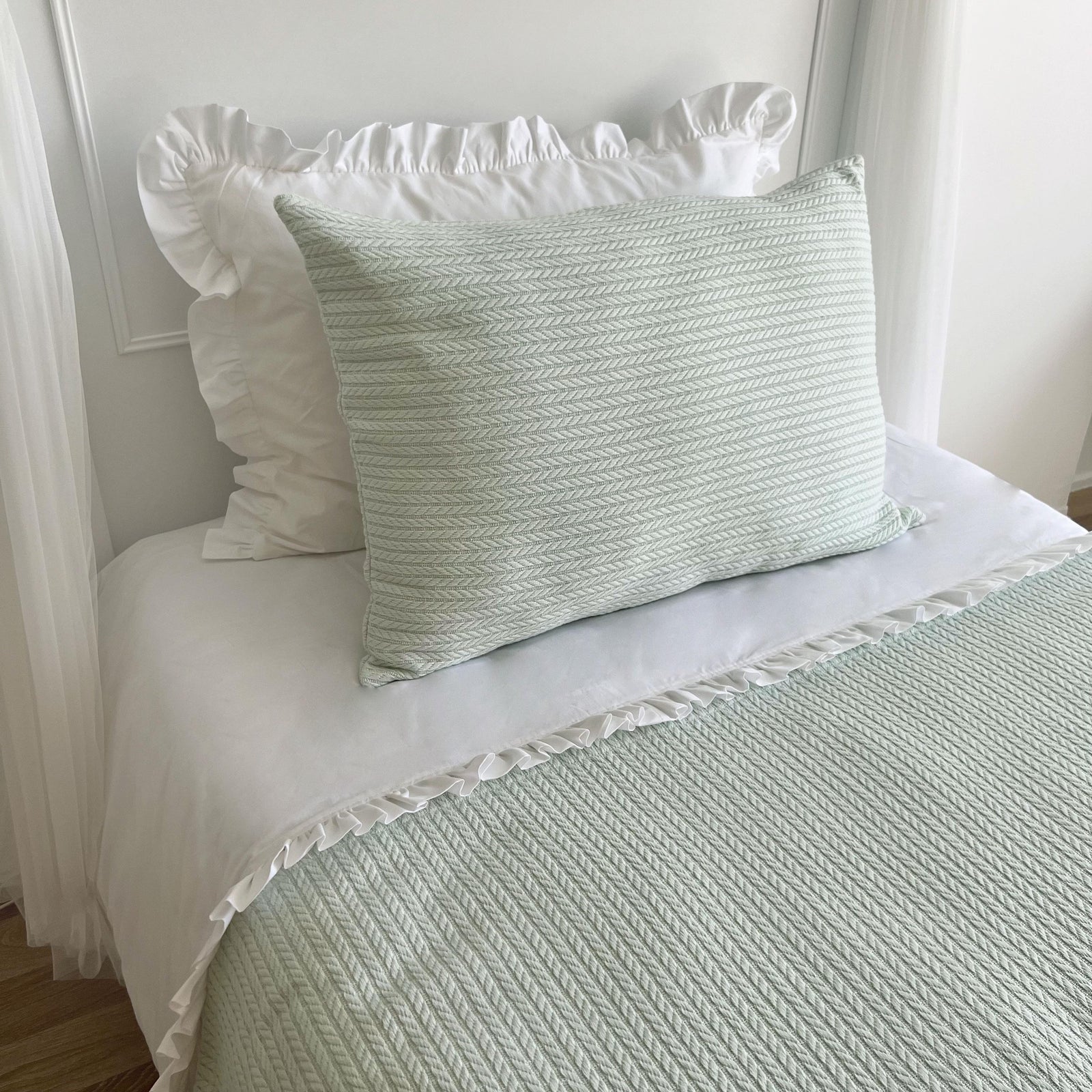Cable Pattern Pique Set-Baby Green