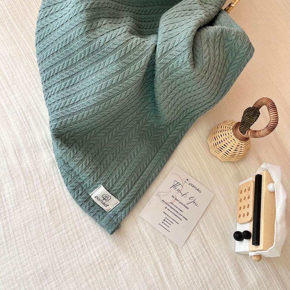 Cable Pattern Pique Set-Indigo Blue