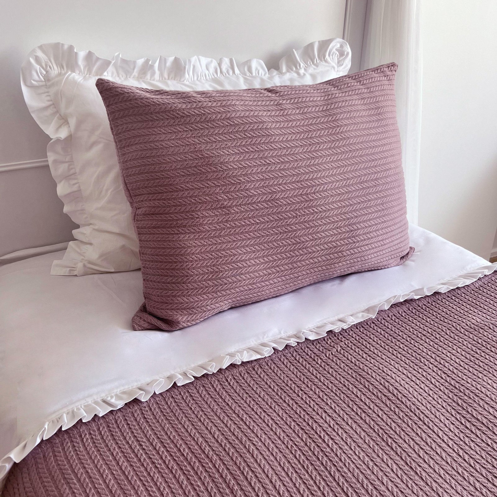 Cable Pattern Pique Set-Opera Mauve