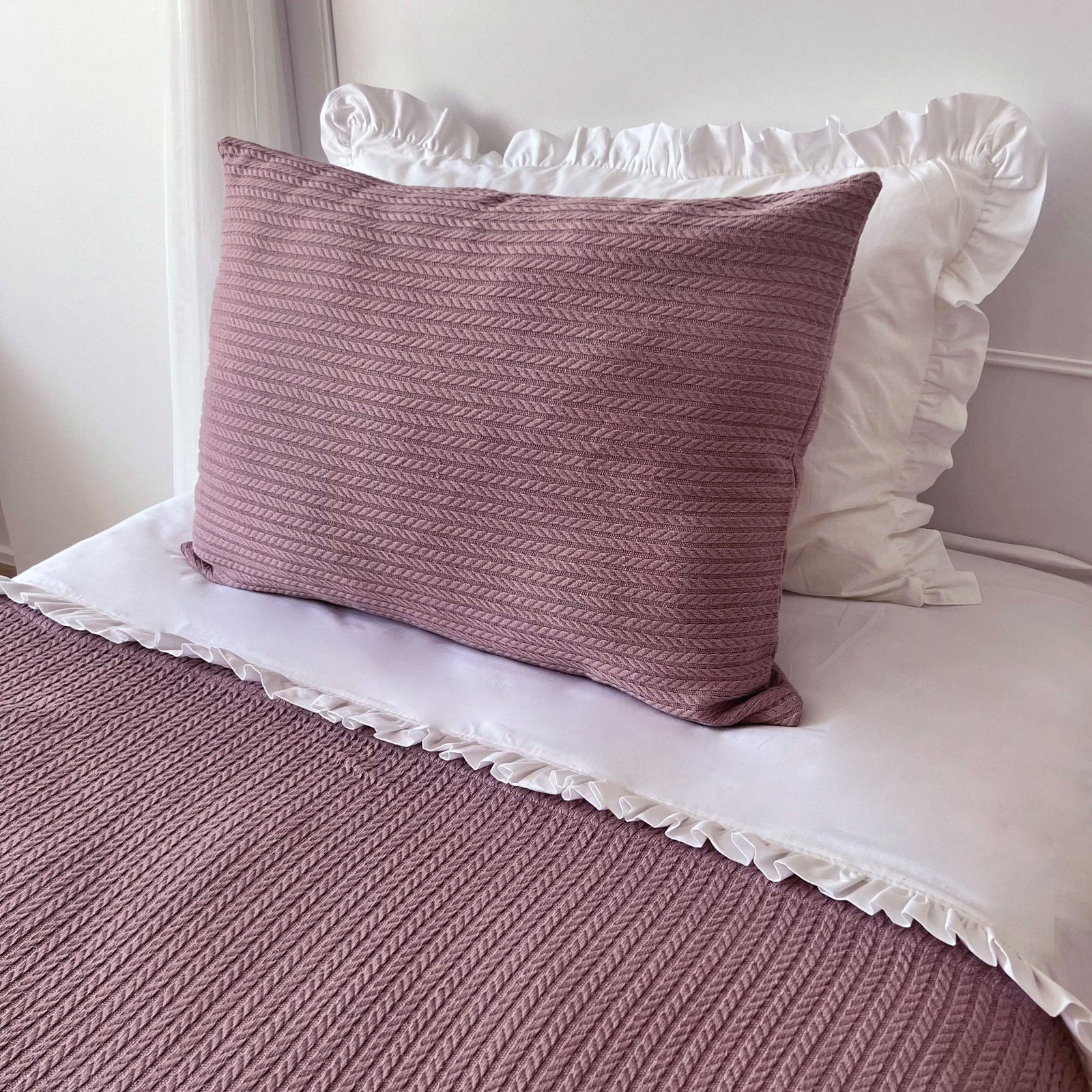 Cable Pattern Pique Set-Opera Mauve