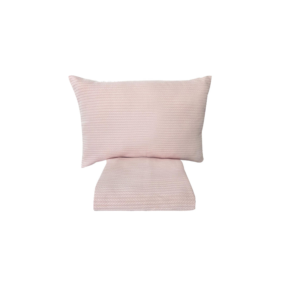 Cable Pattern Pique Set-Baby Pink