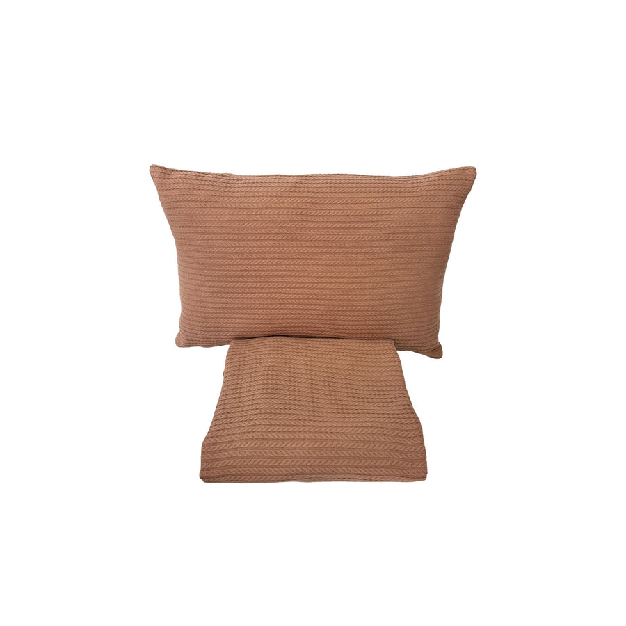 Cable Pattern Pique Set-Brown