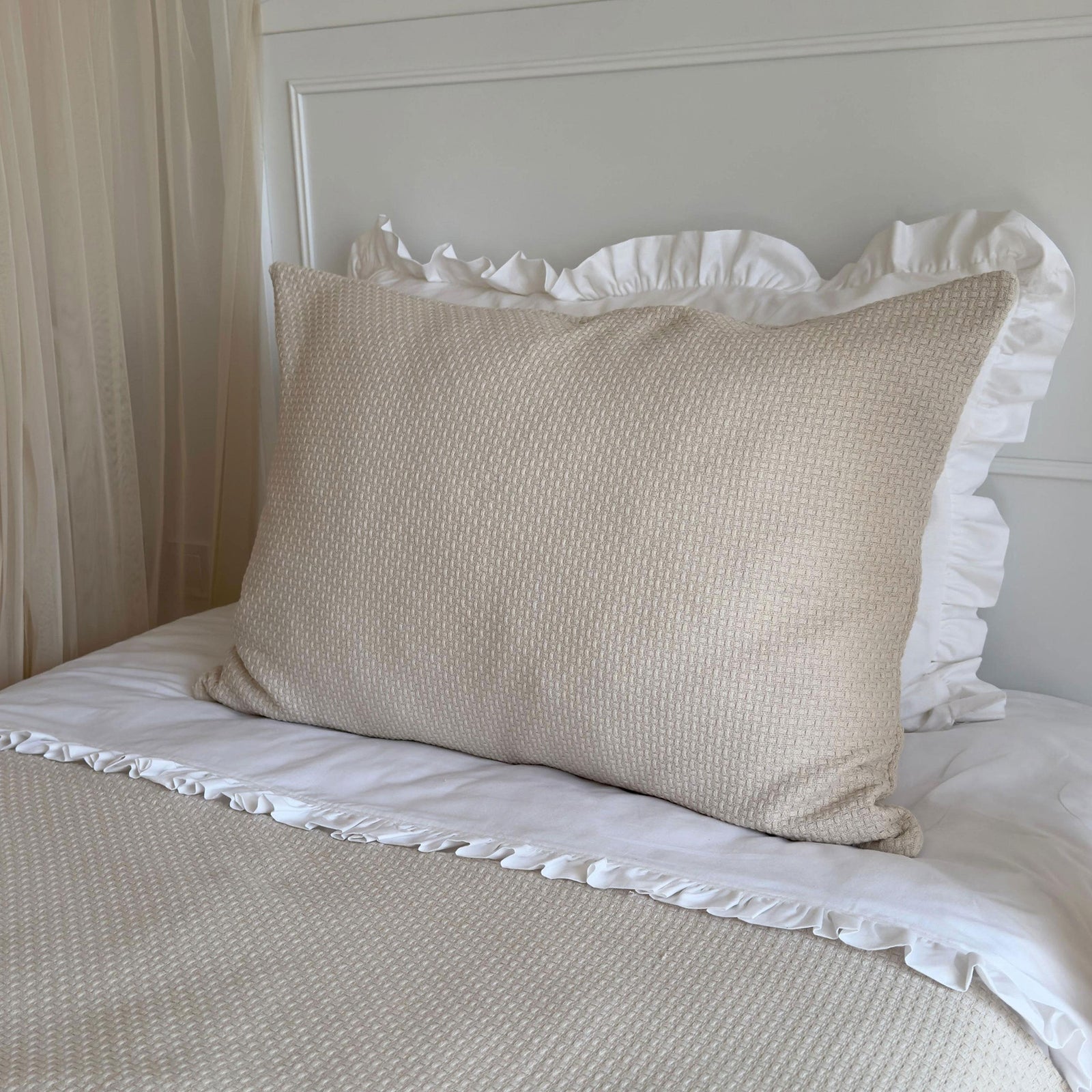 Wicker Pattern Pique Set-Beige