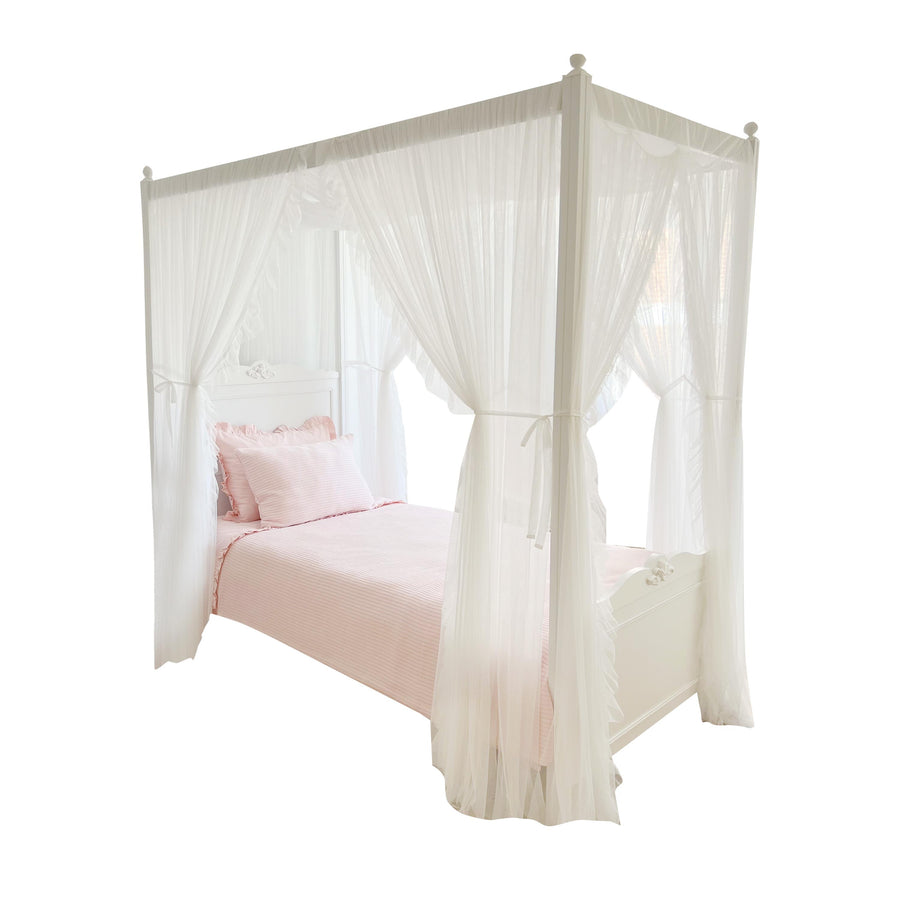 Poster Bed Deluxe with Frill-White