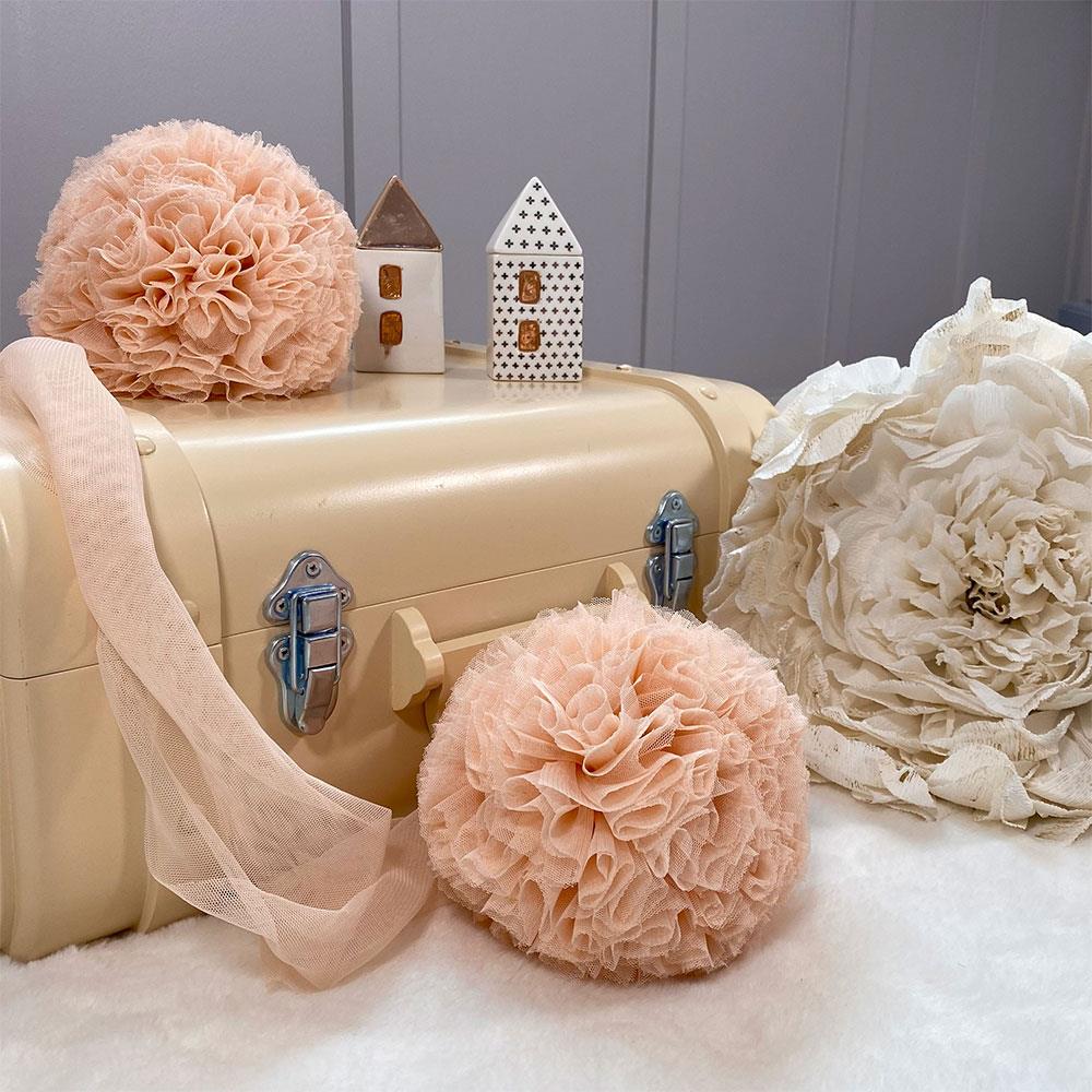 Twin Pompoms-Salmon