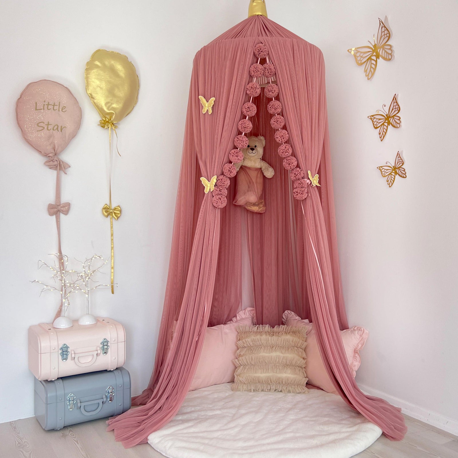 Tulle Canopy-Dusty Rose