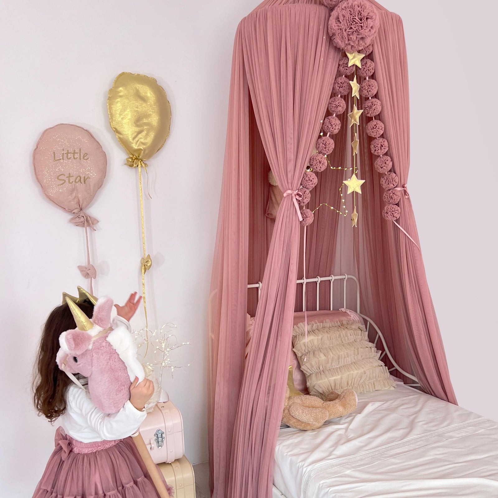 Tulle Canopy-Dusty Rose