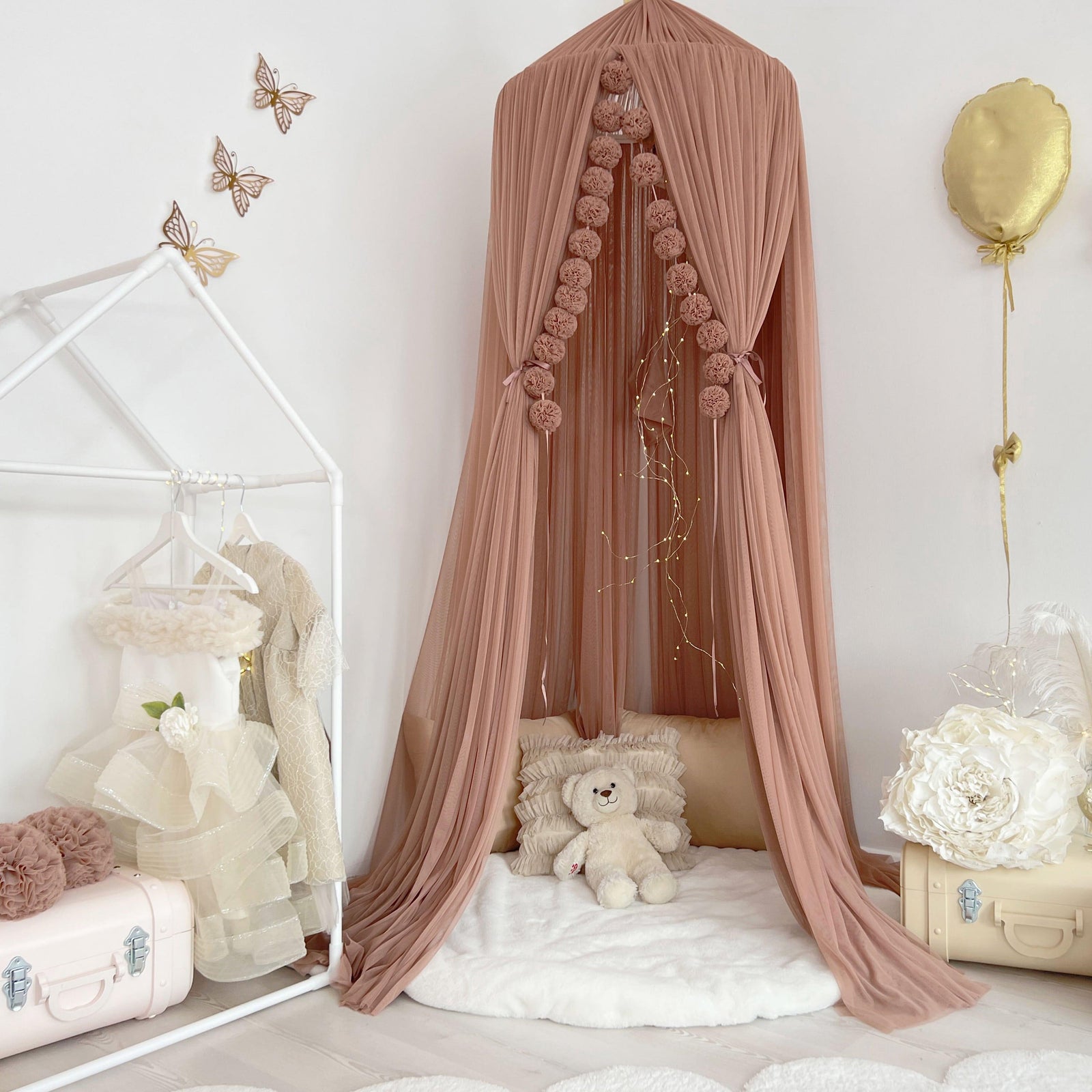 Tulle Canopy-Pinkish Brown