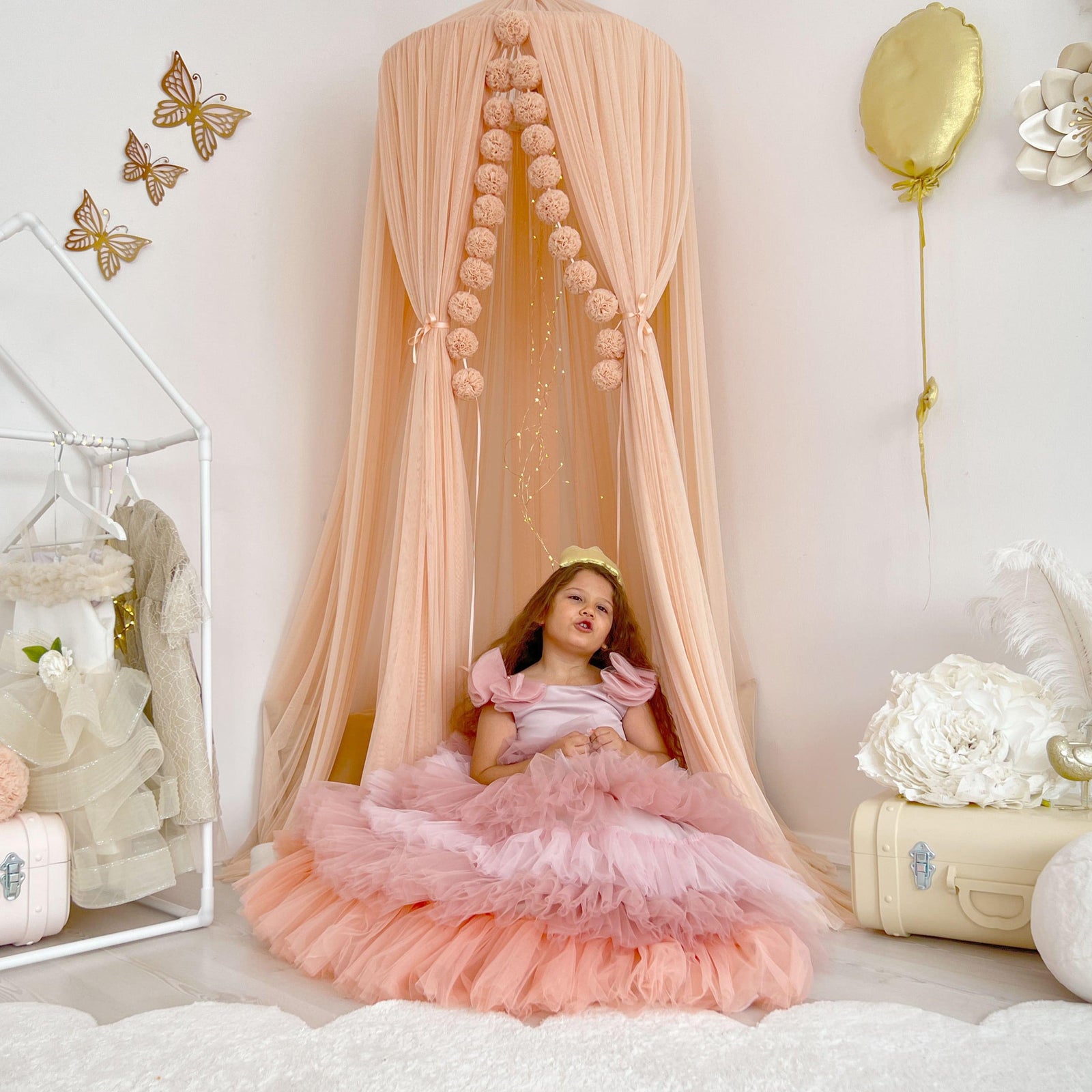 Tulle Canopy-Salmon
