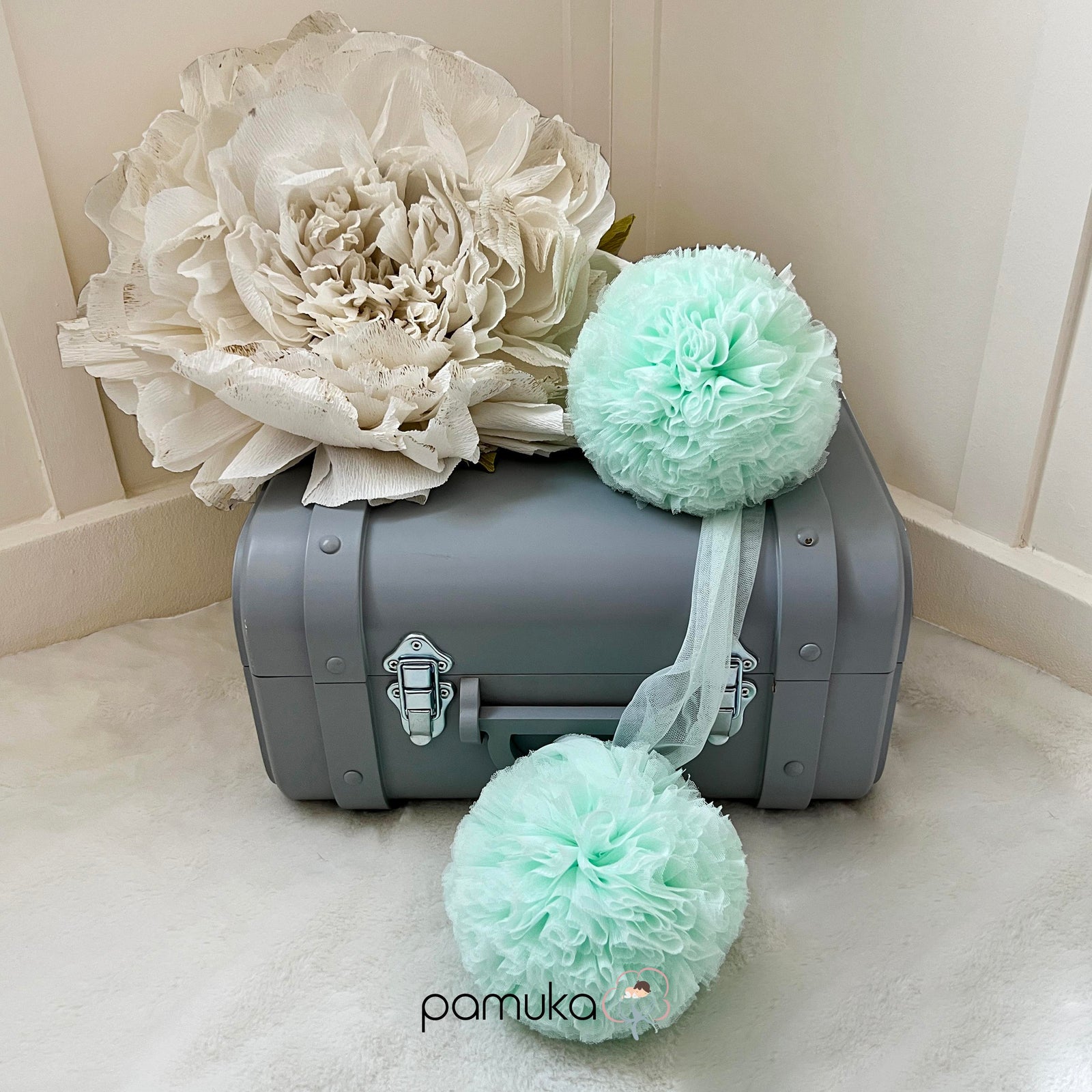 Twin Pompoms-Baby Green