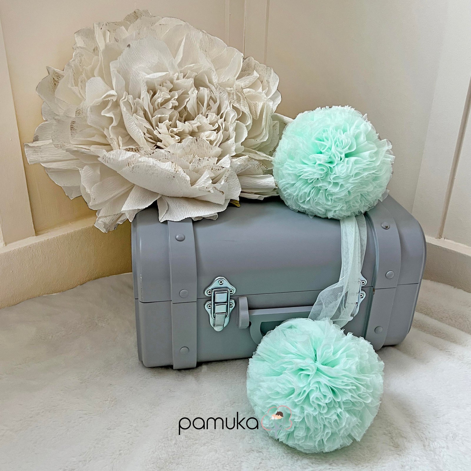 Twin Pompoms-Baby Green