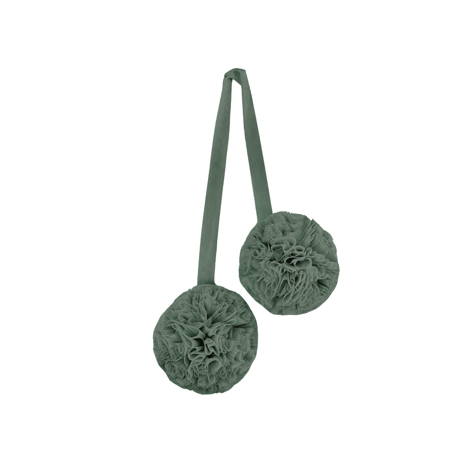 Twin Pompoms-Khaki Green