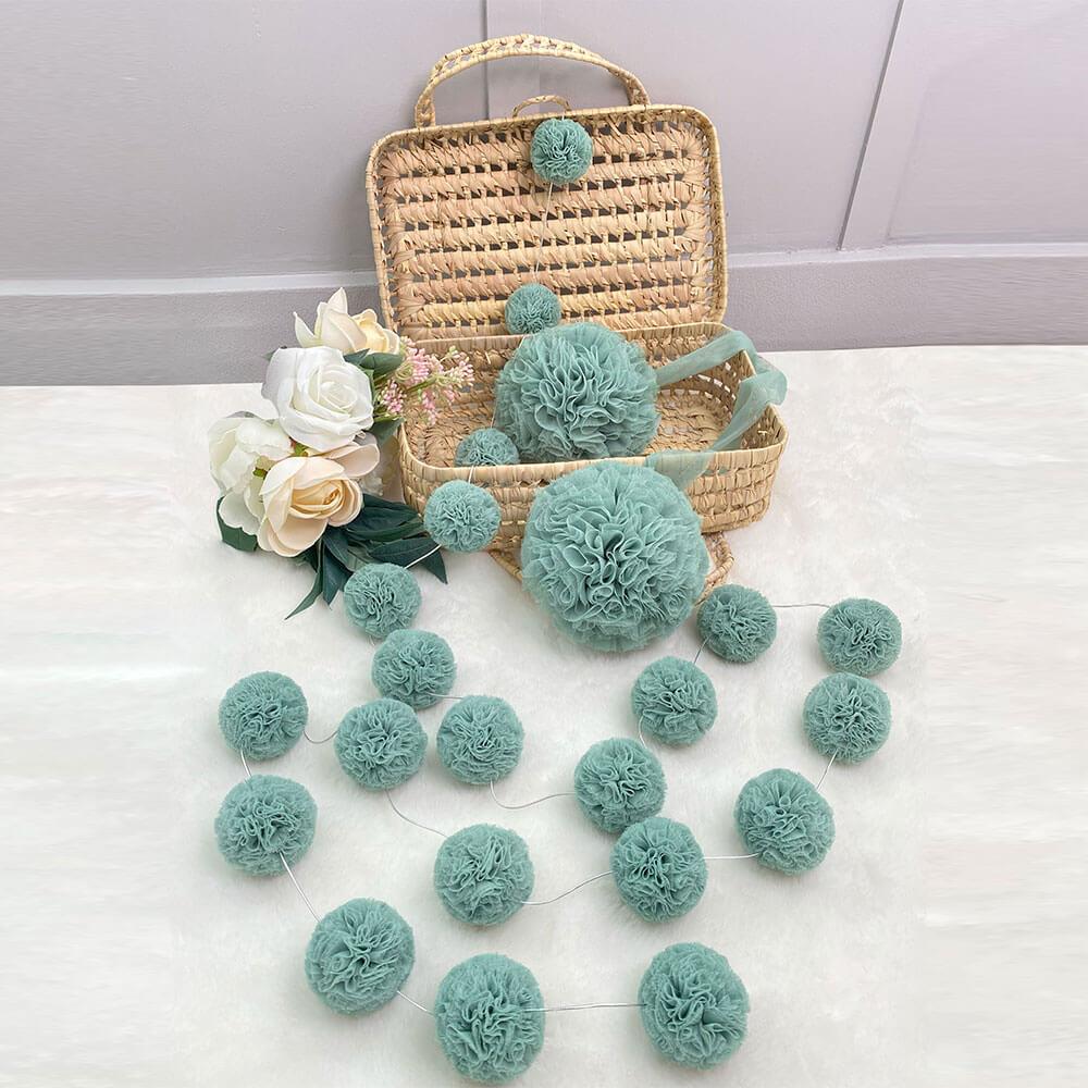 Twin Pompoms-Sage Green