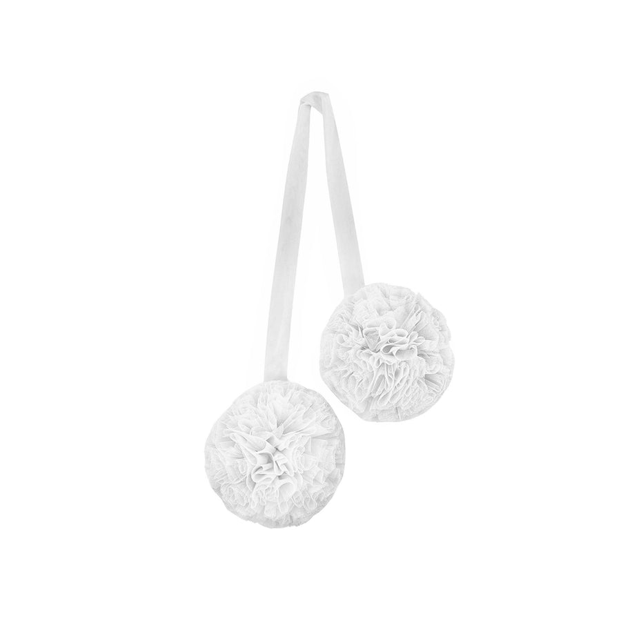 Twin Pompoms-White